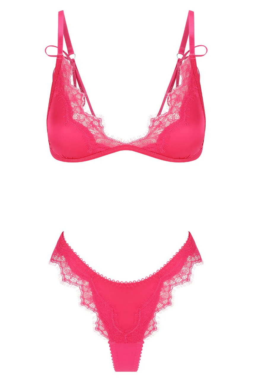 Sorrento Bralette Set Hot Pink - Image 7